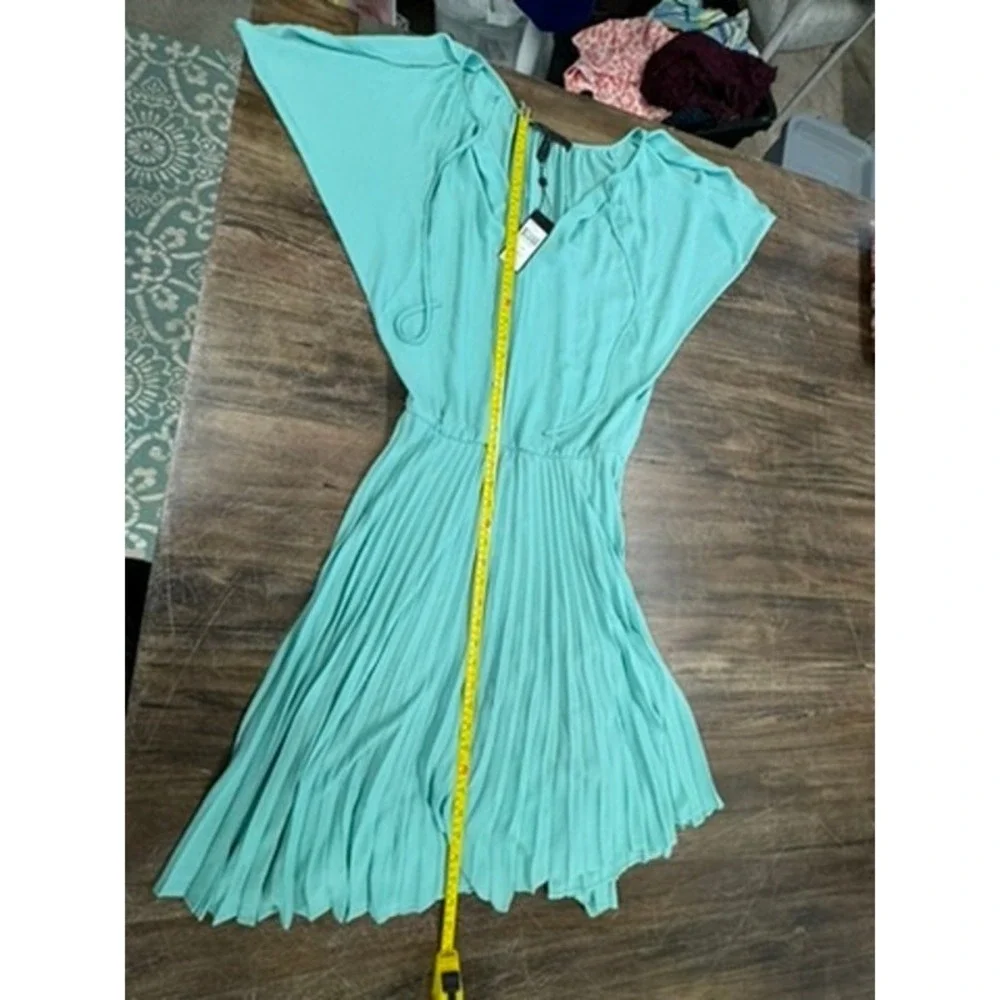 NWT!!, "LONA"Sage Green Dress, Pleated,Crinkled, Slit Sleeve, Fairy,Flowing - Picture 7 of 13